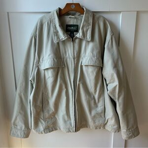 Eddie Bauer‎ Men's Chore Coat Workwear Classic Utility Beige Pockets Zipper XXL